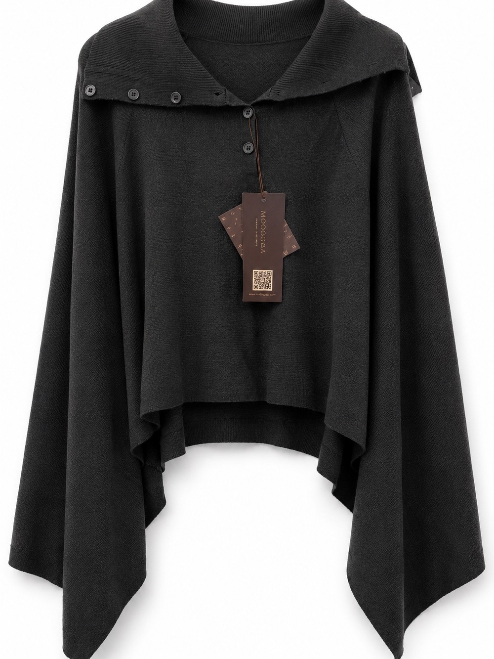 NWT Modogaga Cashmere Merino Wool Poncho Cape Sweater One Size Black